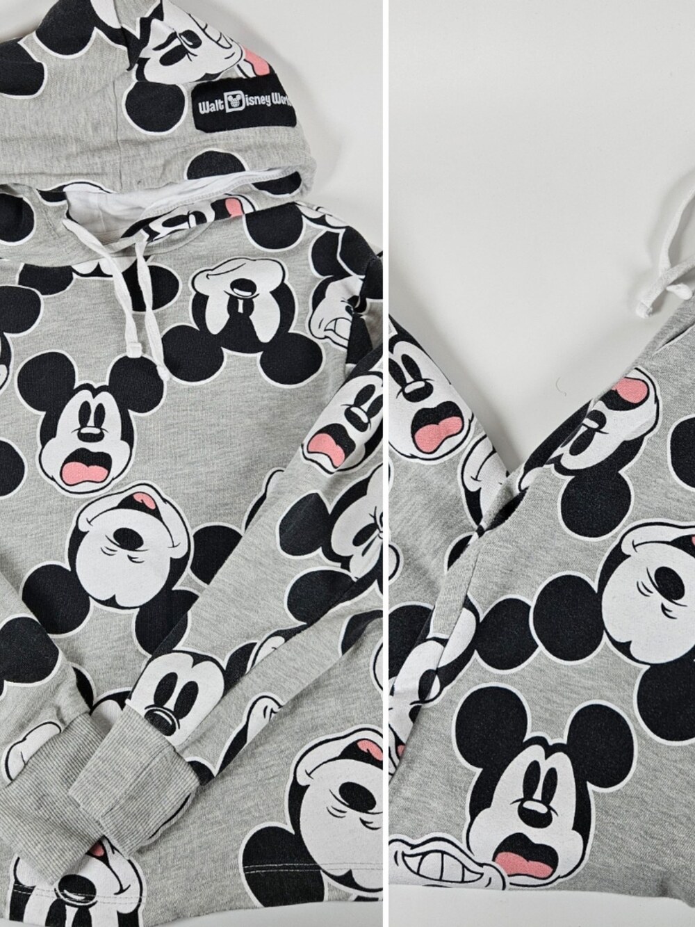 Disney Mickey Mouse Womens Matching Set Cropped Hoodie (Sz M) Pants (Sz S) AOP